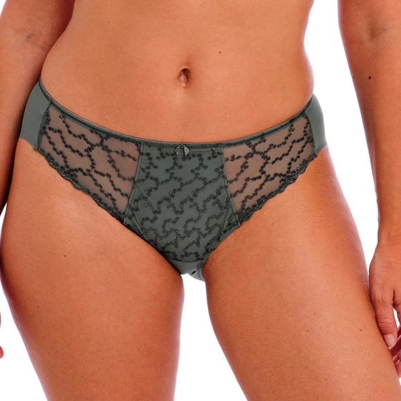 NEW Fantasie Ana Embroidered Scallop Seamless Back Brief Panty 6705 Olive Green - Picture 1 of 4